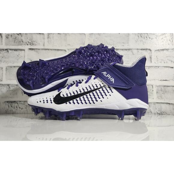 Nike Alpha Menace Pro 2 Mid Football Cleats White Purple Mens Size 14 BV3945-104 - Picture 1 of 6